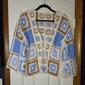 POL Mu Crochet Cardigan Granny Square Boho